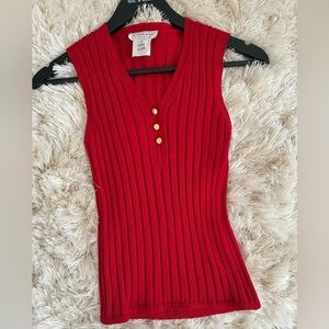 St. John - Red Sleeveless Ribbed Top